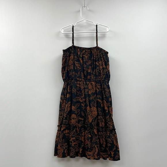 Janie & Jack Tropical Tiered Spaghetti Strap Sundress Boho Brown Black - Picture 2 of 8